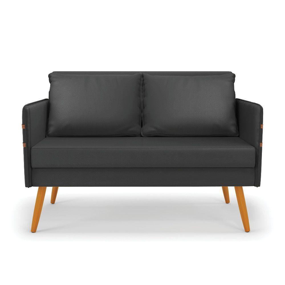 Kit 01 Namoradeira 02 Lugares E 01 Poltrona Mari Corino Base De Madeira Ma30 - D'Rossi Preto - 7