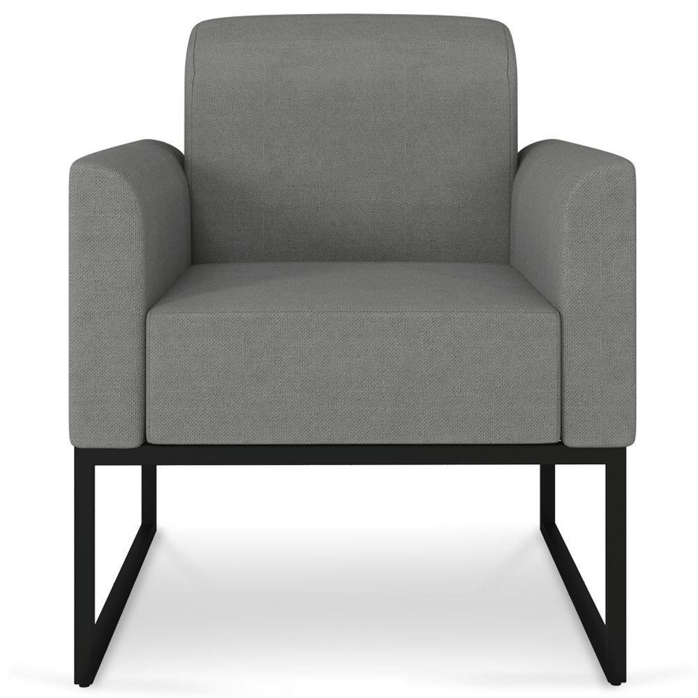 Kit 2 Poltronas Decorativas Linho Grafite/Preto - 4