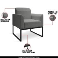 Kit 2 Poltronas Decorativas Linho Grafite/Preto - 6