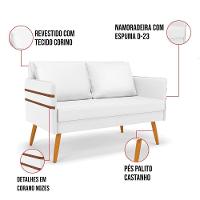 Kit 01 Namoradeira 02 Lugares E 01 Poltrona Mari Corino Base De Madeira Ma30 - D'Rossi Branco - 9