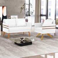 Kit 01 Namoradeira 02 Lugares E 01 Poltrona Mari Corino Base De Madeira Ma30 - D'Rossi Branco - 15