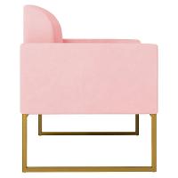 Conjunto Namoradeira E Poltrona Suede Rosa Bebê/Dourado - 2