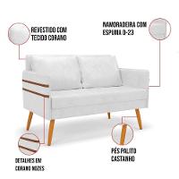 Kit 01 Namoradeira 02 Lugares E 02 Poltronas Mari Corano Branco Base De Madeira Ma30 - D'Rossi - 5