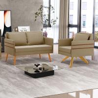 Kit 01 Namoradeira 02 Lugares E 01 Poltrona Mari Suede Marrom Rato Base De Madeira Ma30 - D'Rossi - 8