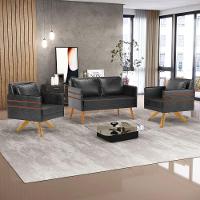 Kit 01 Namoradeira 02 Lugares E 02 Poltronas Mari Corano Preto Base De Madeira Ma30 - D'Rossi - 8