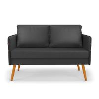 Kit 01 Namoradeira 02 Lugares E 02 Poltronas Mari Corino Preto Base De Madeira Ma30 - D'Rossi - 6