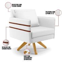 Kit 01 Namoradeira 02 Lugares E 02 Poltronas Mari Corino Base De Madeira Ma30 - D'Rossi Branco