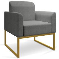 Conjunto Namoradeira E Poltrona Linho Grafite/Dourado - 7