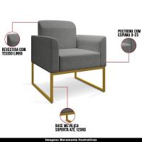 Conjunto Namoradeira E Poltrona Linho Grafite/Dourado - 18
