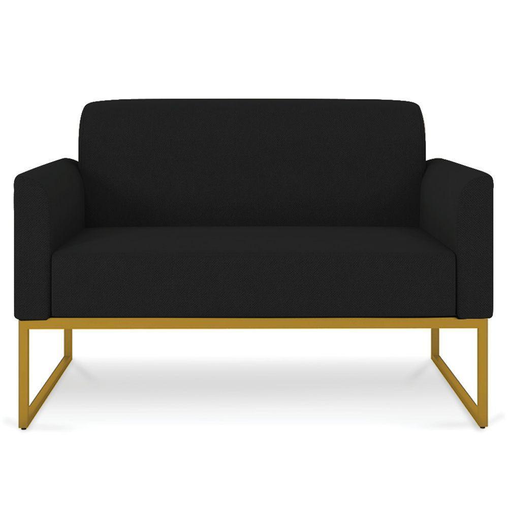 Conjunto Namoradeira E Poltrona Linho Preto/Dourado - 15