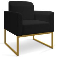 Conjunto Namoradeira E Poltrona Linho Preto/Dourado