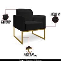 Conjunto Namoradeira E Poltrona Linho Preto/Dourado - 20