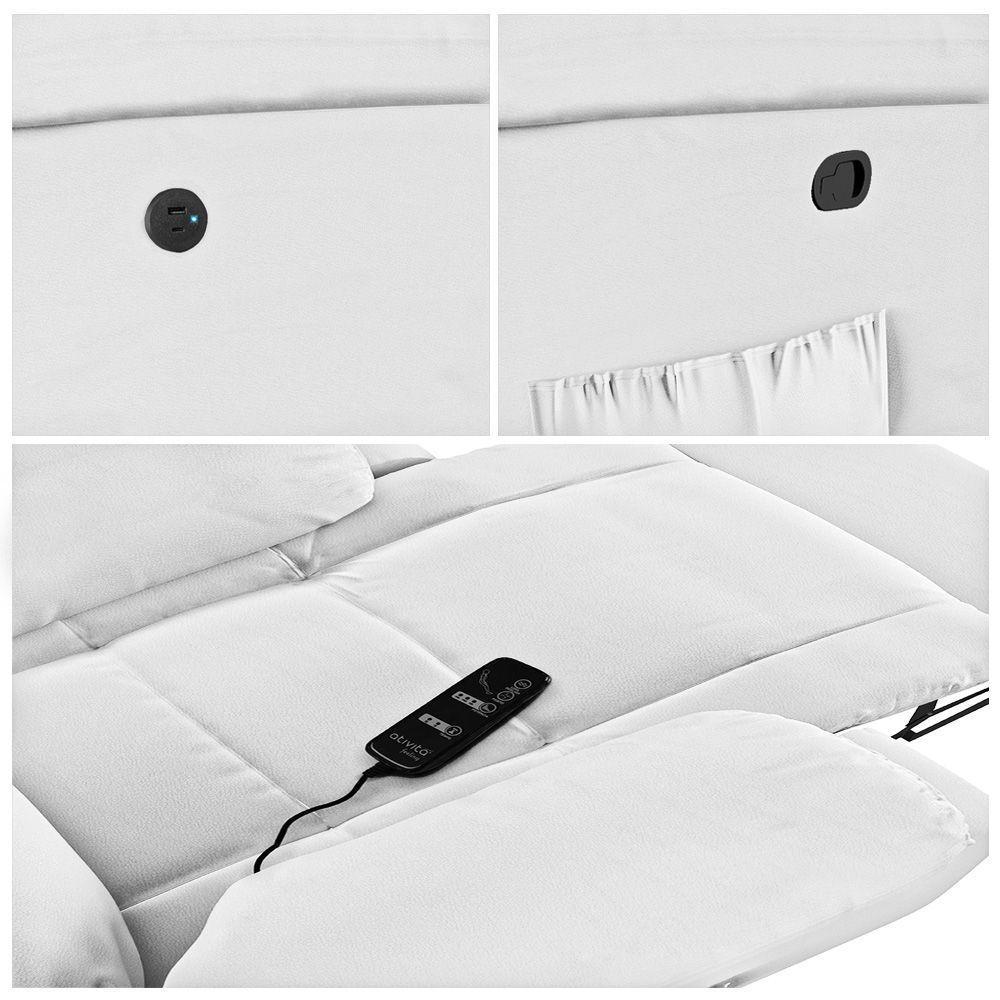 Poltrona Do Papai Reclinável Sala De Cinema Madrid Glider Manual Giratória Massagem Usb Pu Branco - 3