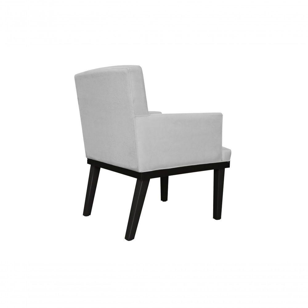 Kit 02 Poltronas Vitoria Base Madeira Suede Branco - 3
