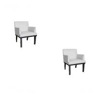 Kit 02 Poltronas Vitoria Base Madeira Suede Branco - 1