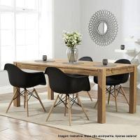 Kit 6 Poltronas Eames De Madeira Com Braço Daw Com Assento Preto - 6