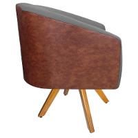 Kit 02 Poltronas Base Giratória Nozes E Linho Chumbo - 5