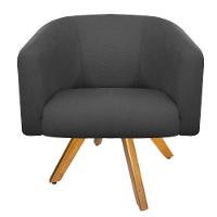 Kit 02 Poltronas Base Giratória Nozes E Linho Chumbo - 6