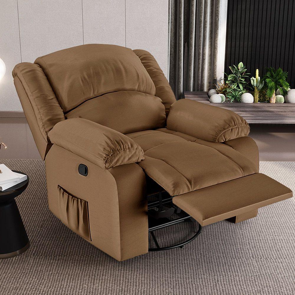 Poltrona Do Papai Reclinável Sala De Cinema Madrid Glider Manual Giratória Massagem Usb Pu Caramelo - 1