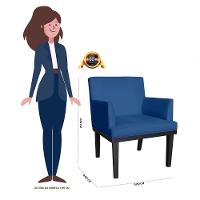 Kit 02 Poltronas Vitoria Base Madeira Suede Marinho - 5