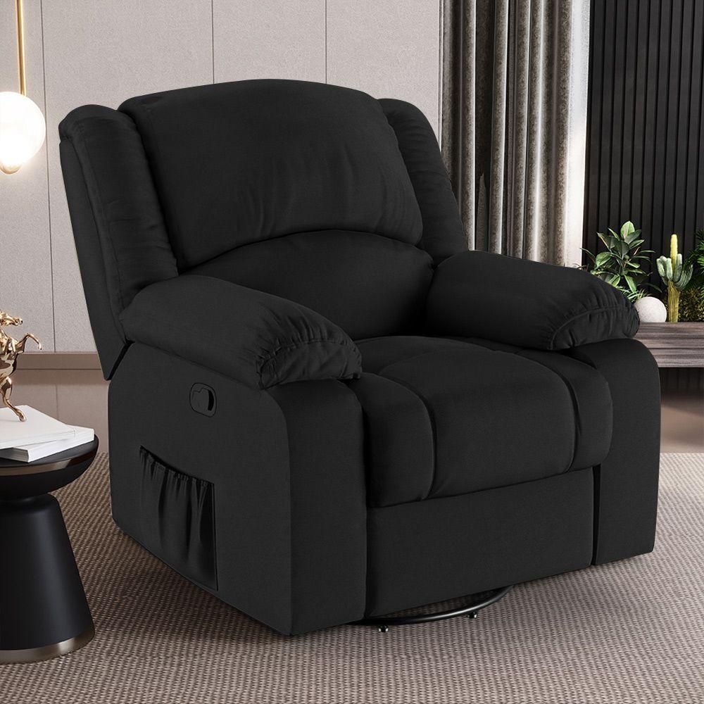 Poltrona Do Papai Reclinável Sala De Cinema Madrid Glider Manual Giratória Massagem Usb Pu Preto G23 - 4