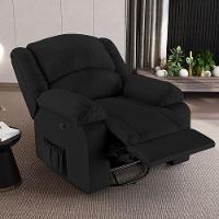 Poltrona Do Papai Reclinável Sala De Cinema Madrid Glider Manual Giratória Massagem Usb Pu Preto G23 - 1
