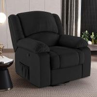 Poltrona Do Papai Reclinável Sala De Cinema Madrid Glider Manual Giratória Massagem Usb Pu Preto G23