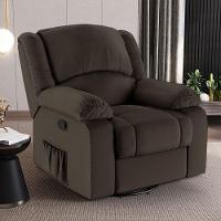 Poltrona Do Papai Reclinável Sala De Cinema Madrid Glider Manual Giratória Massagem Usb Pu Marrom