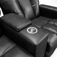 Poltrona Do Papai Reclinável 2 Lugares Sala De Cinema Pequim Manual Pu Preto G23 - Gran Belo - 3