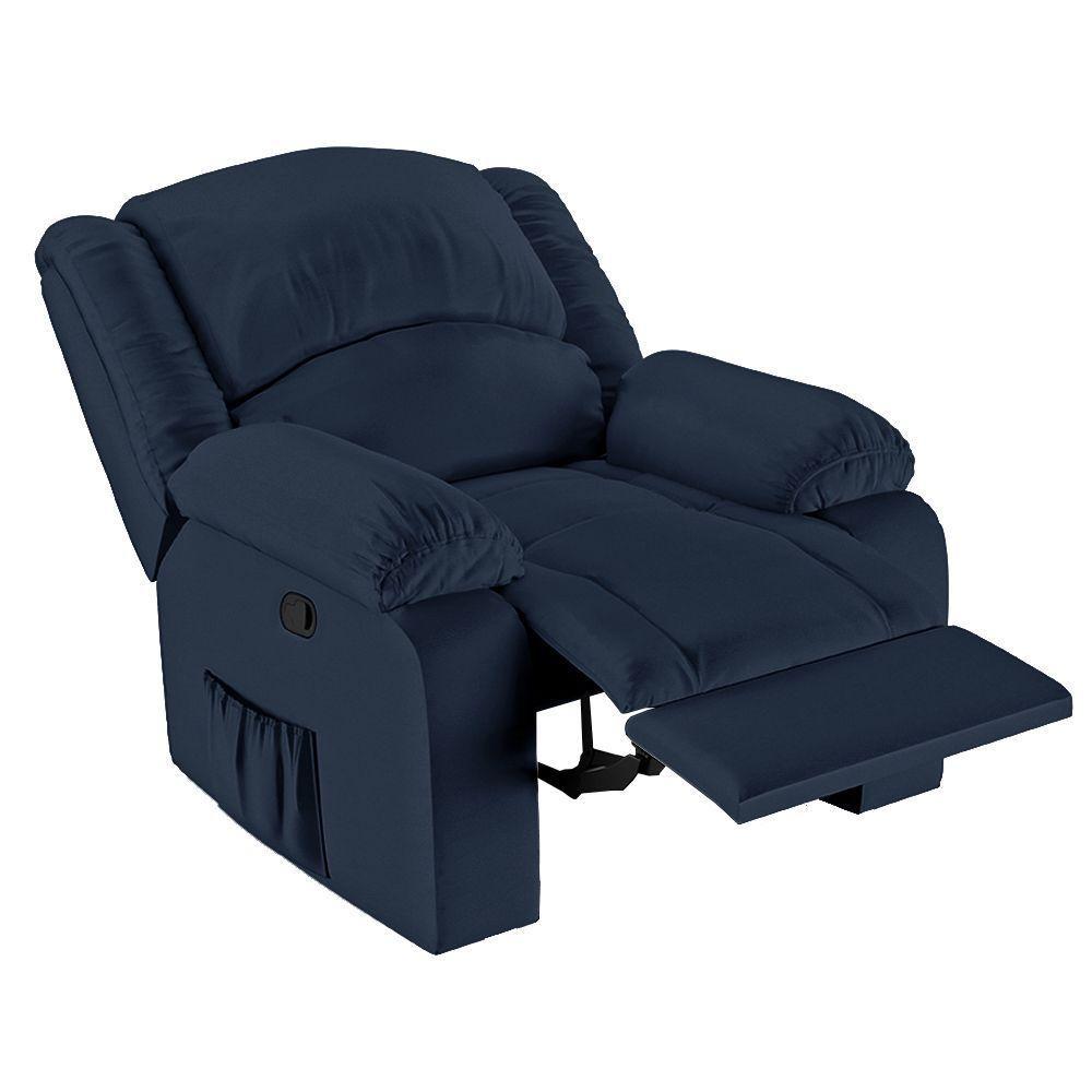 Poltrona Do Papai Reclinável Sala De Cinema Madrid Manual Pu Azul G23 - 2