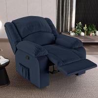 Poltrona Do Papai Reclinável Sala De Cinema Madrid Manual Pu Azul G23 - 1