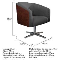 Kit 2 Poltronas Base Giratória Nozes E Linho Chumbo - 3