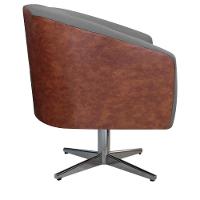 Kit 2 Poltronas Base Giratória Nozes E Linho Chumbo