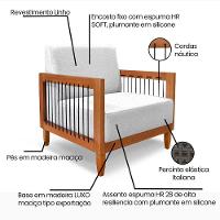 Kit 2 Poltronas Decorativa Marilia Linho Base Em Madeira Castanho - Pallazio Cor Cinza - 3