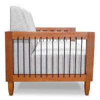 Kit 2 Poltronas Decorativa Marilia Linho Base Em Madeira Castanho - Pallazio Cor Cinza - 5