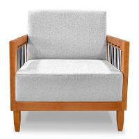 Kit 2 Poltronas Decorativa Marilia Linho Base Em Madeira Castanho - Pallazio Cor Cinza - 6