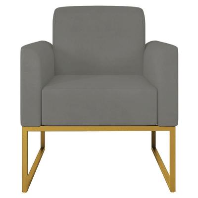 Poltrona Suede Grafite/Dourado