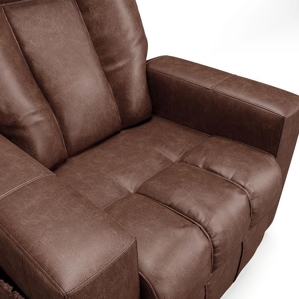 Poltrona Do Papai Reclinável Sala De Cinema Pequim Manual Pu Marrom G23 - Gran Belo - 2
