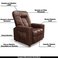 Poltrona Do Papai Reclinável Sala De Cinema Pequim Manual Pu Marrom G23 - Gran Belo - 7