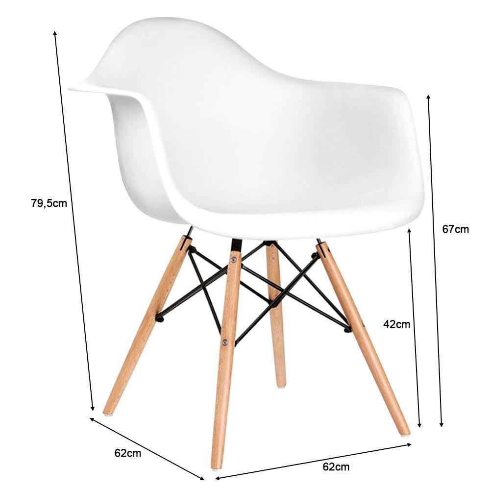 Poltrona Eames De Madeira Com Braço Daw Com Assento Branco - 2