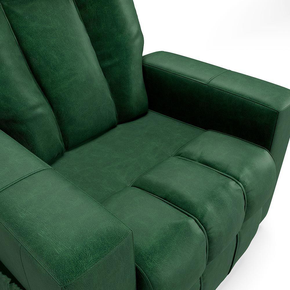 Poltrona Do Papai Reclinável Sala De Cinema Pequim Manual Pu Verde G23 - Gran Belo - 2