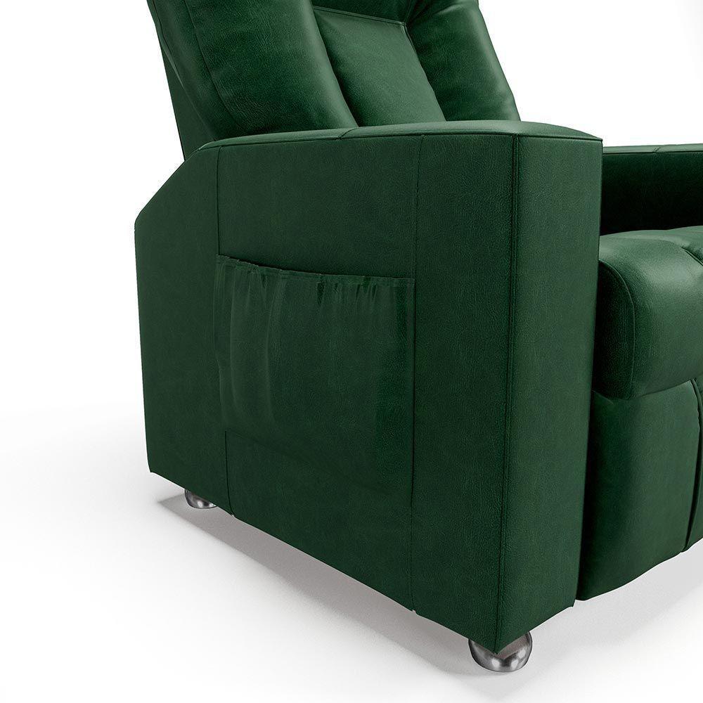 Poltrona Do Papai Reclinável Sala De Cinema Pequim Manual Pu Verde G23 - Gran Belo - 3