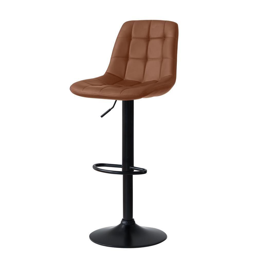 Kit 2 Banqueta Alta Elegance Estofada Com Base Giratória E Regulagem De Altura - Marrom - 6