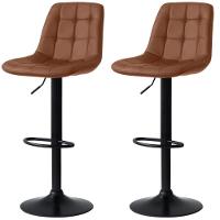 Kit 2 Banqueta Alta Elegance Estofada Com Base Giratória E Regulagem De Altura - Marrom - 1