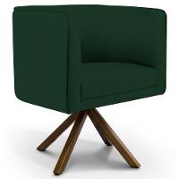 Poltrona Base Giratória De Madeira Veludo Verde Musgo C-303 - 1