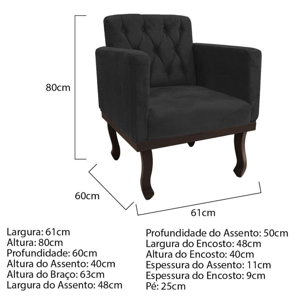 Kit Diva Recamier Diana 160Cm Lado Esquerdo E 02 Poltronas Classic Linho Cinza Escuro - 8