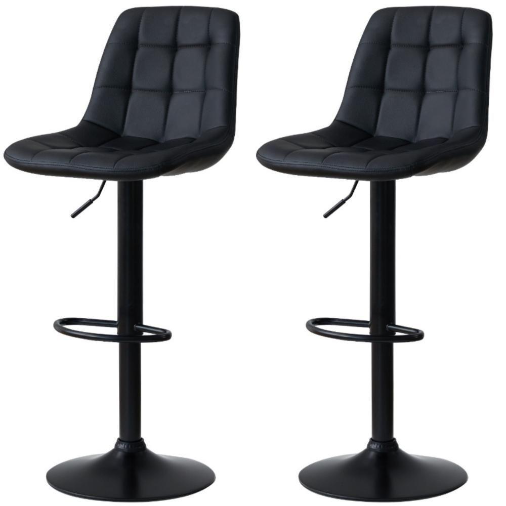 Kit 2 Banqueta Alta Elegance Estofada Com Base Giratória E Regulagem De Altura - Preto - 1