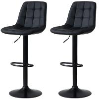 Kit 2 Banqueta Alta Elegance Estofada Com Base Giratória E Regulagem De Altura - Preto - 1