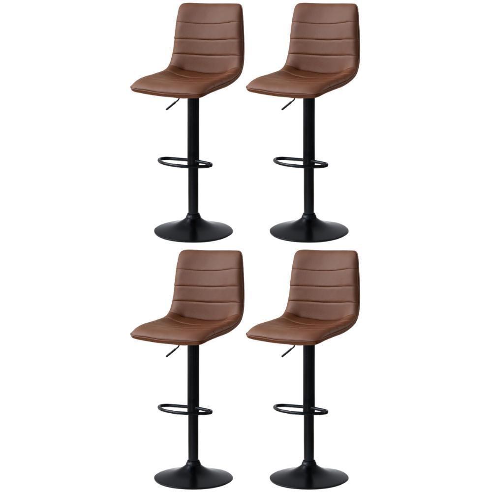 Kit 4 Banqueta Alta Estilo Estofada Com Base Giratória E Regulagem De Altura - Marrom - 1