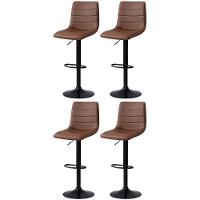 Kit 4 Banqueta Alta Estilo Estofada Com Base Giratória E Regulagem De Altura - Marrom - 1